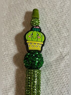 NIP Green Cactus Charm Pen  Decorative Writing Accessory